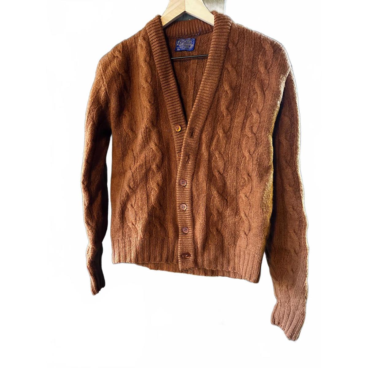 Vintage Pendleton Wool Cable Cardigan Brown M Usa